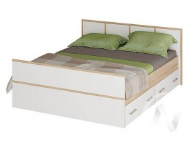 Двуспальная кровать 1,4м Сакура (дуб сонома/белый) в Верх-Туле - verh-tula.mebel-nsk.ru | фото