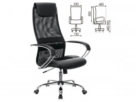 Кресло офисное BRABIX PREMIUM Stalker EX-608 CH, хром, ткань-сетка/кожзам, черное в Верх-Туле - verh-tula.mebel-nsk.ru | фото