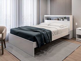 Кровать двуспальная 1,6м Бруклин СБ-3356 (белый) в Верх-Туле - verh-tula.mebel-nsk.ru | фото