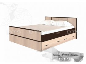 Кровать двуспальная с ящиками 1,4м Сакура (BTS) в Верх-Туле - verh-tula.mebel-nsk.ru | фото