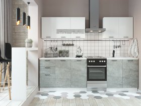 Кухонный гарнитур Дуся 2,0 м (белый глянец/цемент) в Верх-Туле - verh-tula.mebel-nsk.ru | фото
