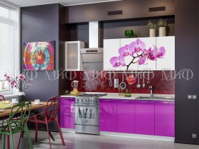 Кухонный гарнитур Орхидея (фиолетовый) в Верх-Туле - verh-tula.mebel-nsk.ru | фото