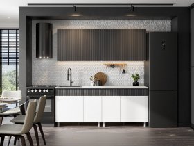 Кухонный гарнитур София (2,0м) (бланж/графит матовый) в Верх-Туле - verh-tula.mebel-nsk.ru | фото