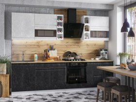 Модульная кухня Бруклин (белый/черный бетон) в Верх-Туле - verh-tula.mebel-nsk.ru | фото