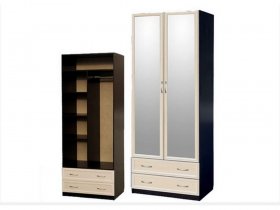 Шкаф двухстворчатый с ящиками с 2-мя зеркалами  (профиль МДФ) в Верх-Туле - verh-tula.mebel-nsk.ru | фото