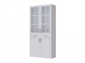 Шкаф-витрина Апполия гостиная (белый/белый дуб) в Верх-Туле - verh-tula.mebel-nsk.ru | фото