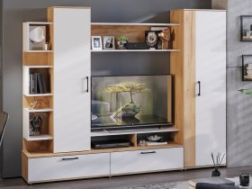 Стенка «Дакота» (дуб крафт золотой/белый ясень) в Верх-Туле - verh-tula.mebel-nsk.ru | фото