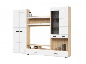 Стенка ГС-01 Либерти (дуб сонома/белый глянец) в Верх-Туле - verh-tula.mebel-nsk.ru | фото